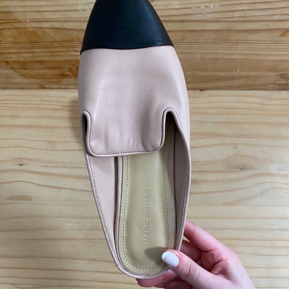 MARC FISHER Light Pink Leather Studded Cap Toe Mules - Picture 6 of 11